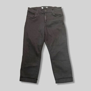 Kut from the Kloth Amy Crop Straight Leg Jeans Stretch Black Women's 10 Petite